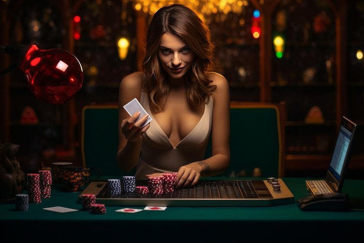 Live Caribbean Stud Poker table at jwt togel with dealer and player seats